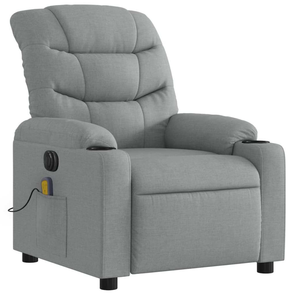 Fauteuil de massage inclinable électrique gris clair tissu - XIOS
