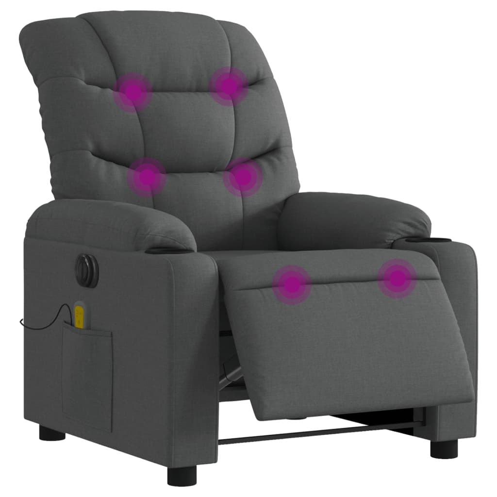 Fauteuil inclinable de massage électrique gris foncé tissu - XIOS