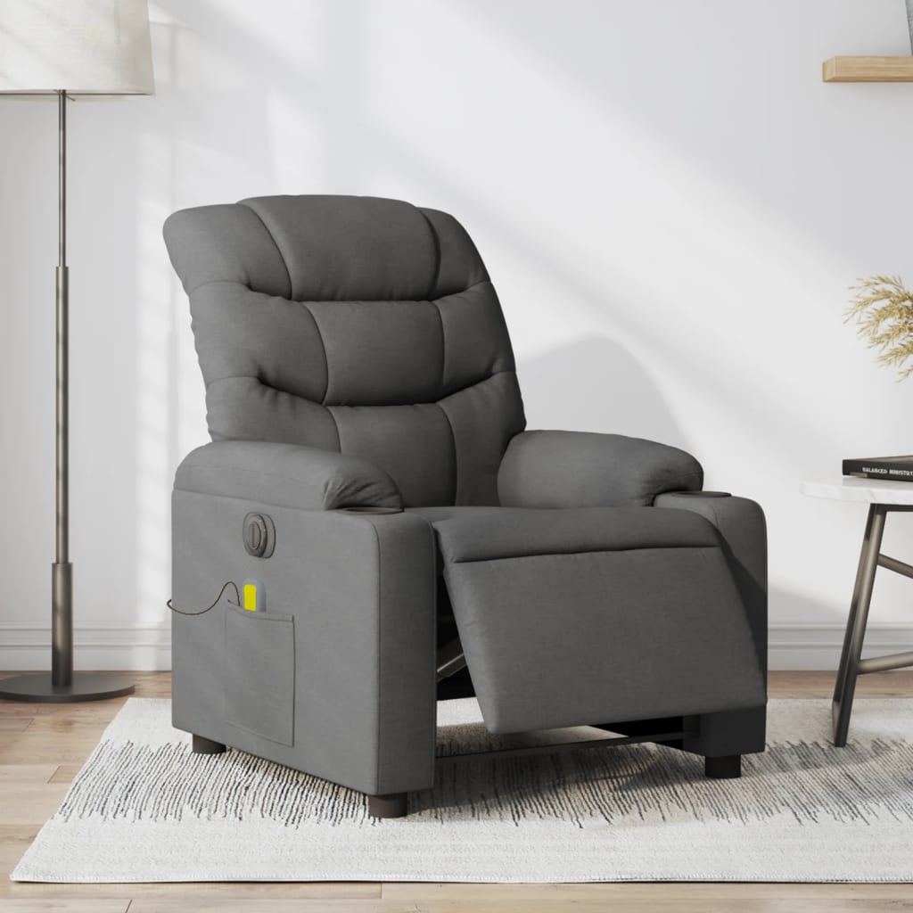 Fauteuil inclinable de massage électrique gris foncé tissu - XIOS