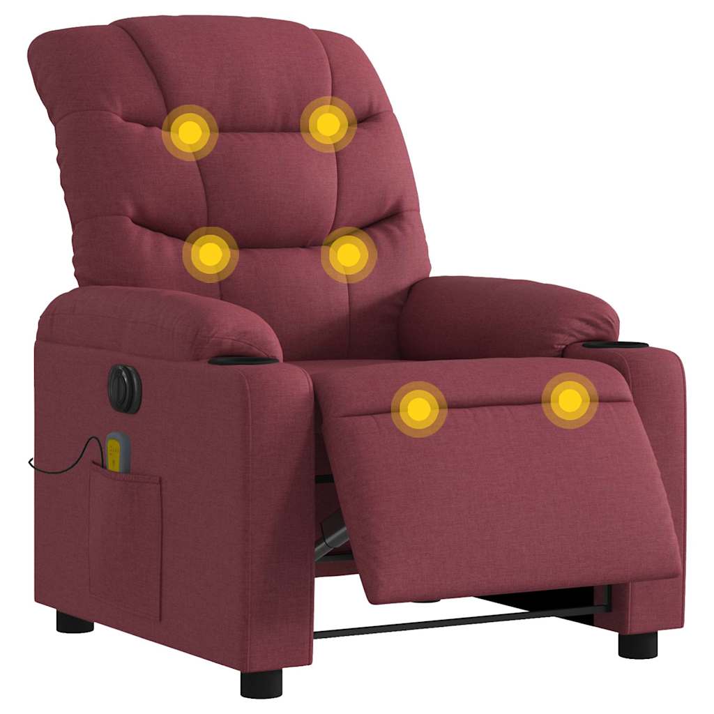 Fauteuil de massage inclinable électrique Rouge bordeaux Tissu - XIOS