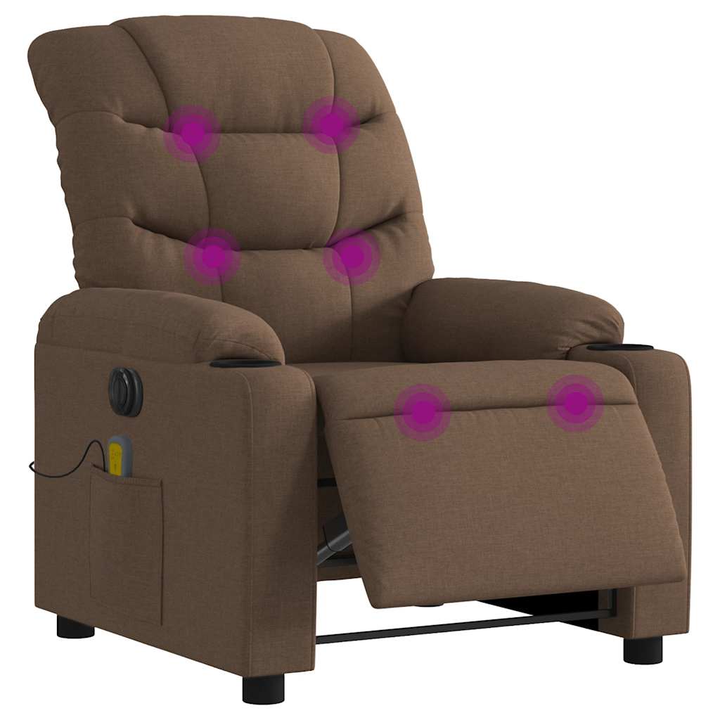 Fauteuil inclinable de massage électrique marron tissu - XIOS