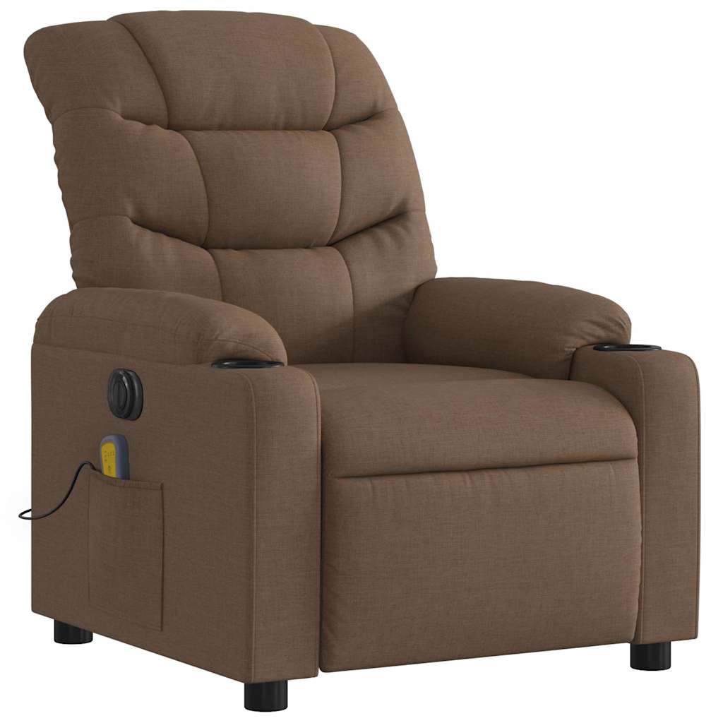 Fauteuil inclinable de massage électrique marron tissu - XIOS