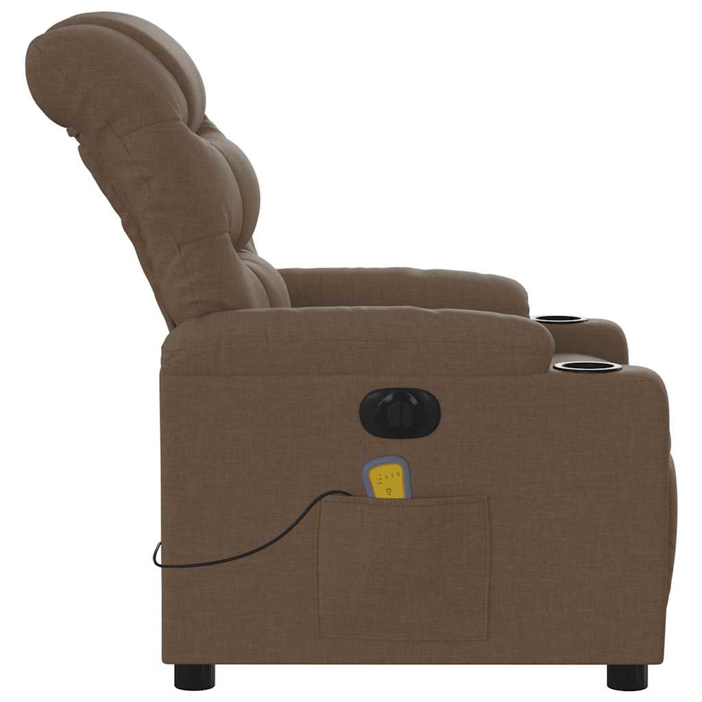 Fauteuil inclinable de massage électrique marron tissu