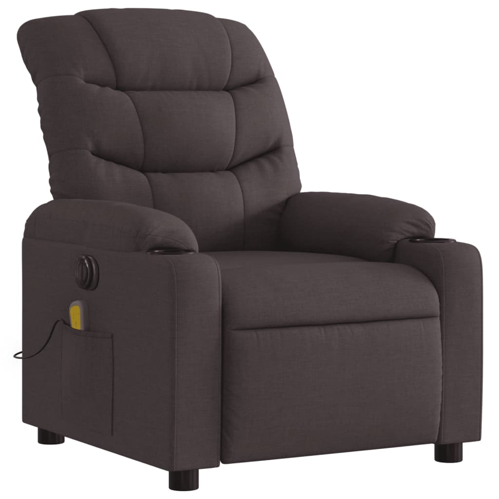 Fauteuil de massage inclinable électrique Marron foncé Tissu - XIOS