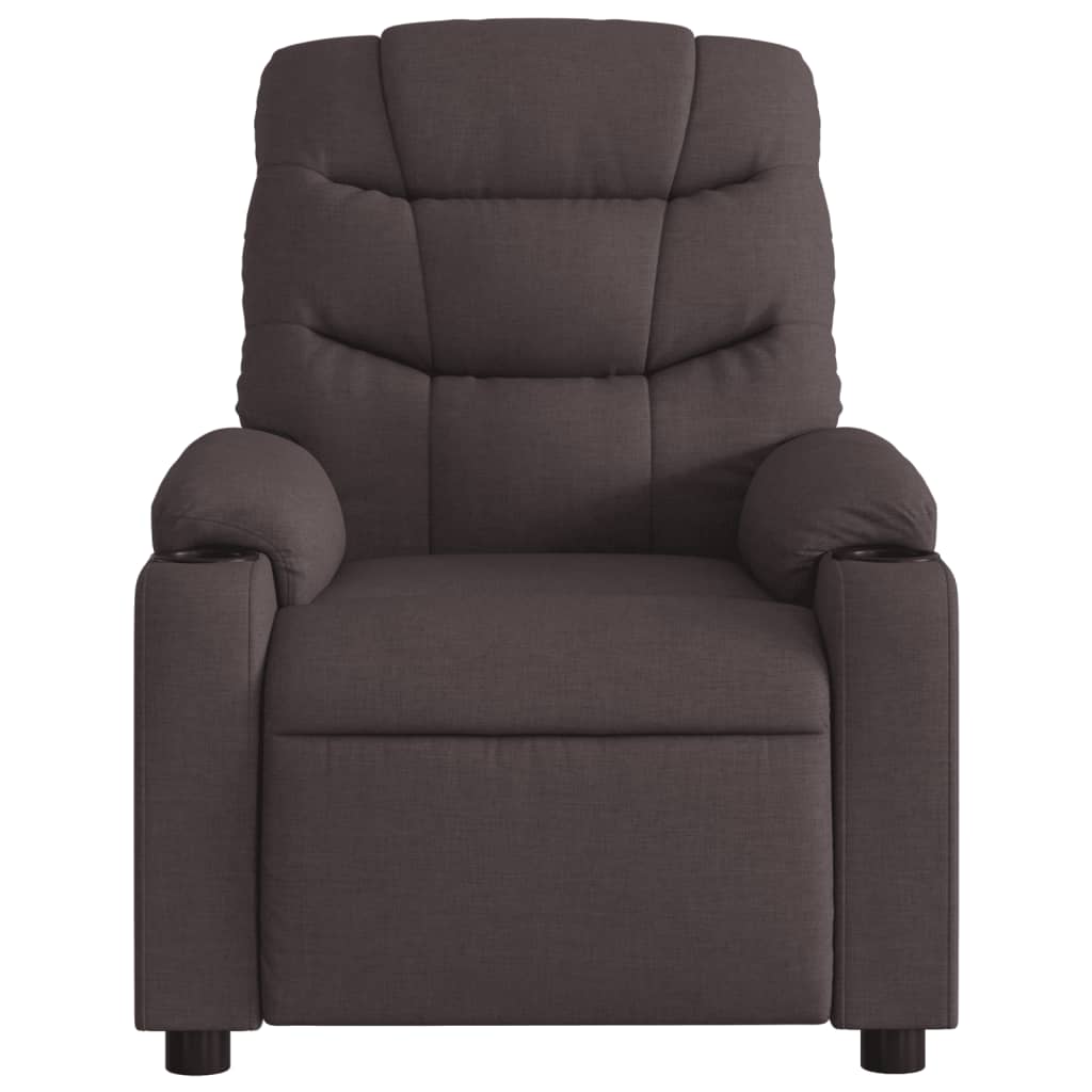 Fauteuil de massage inclinable électrique Marron foncé Tissu