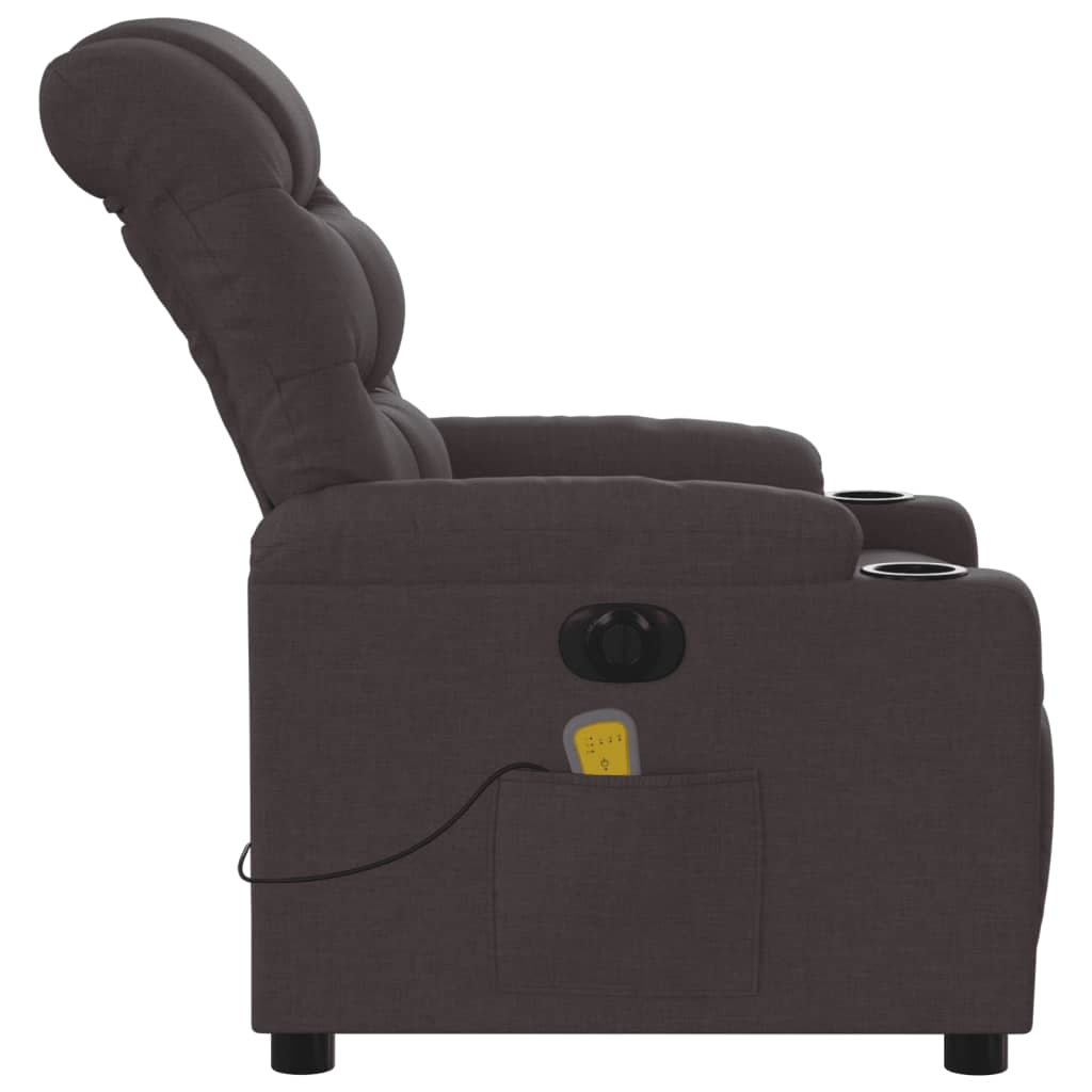 Fauteuil de massage inclinable électrique Marron foncé Tissu
