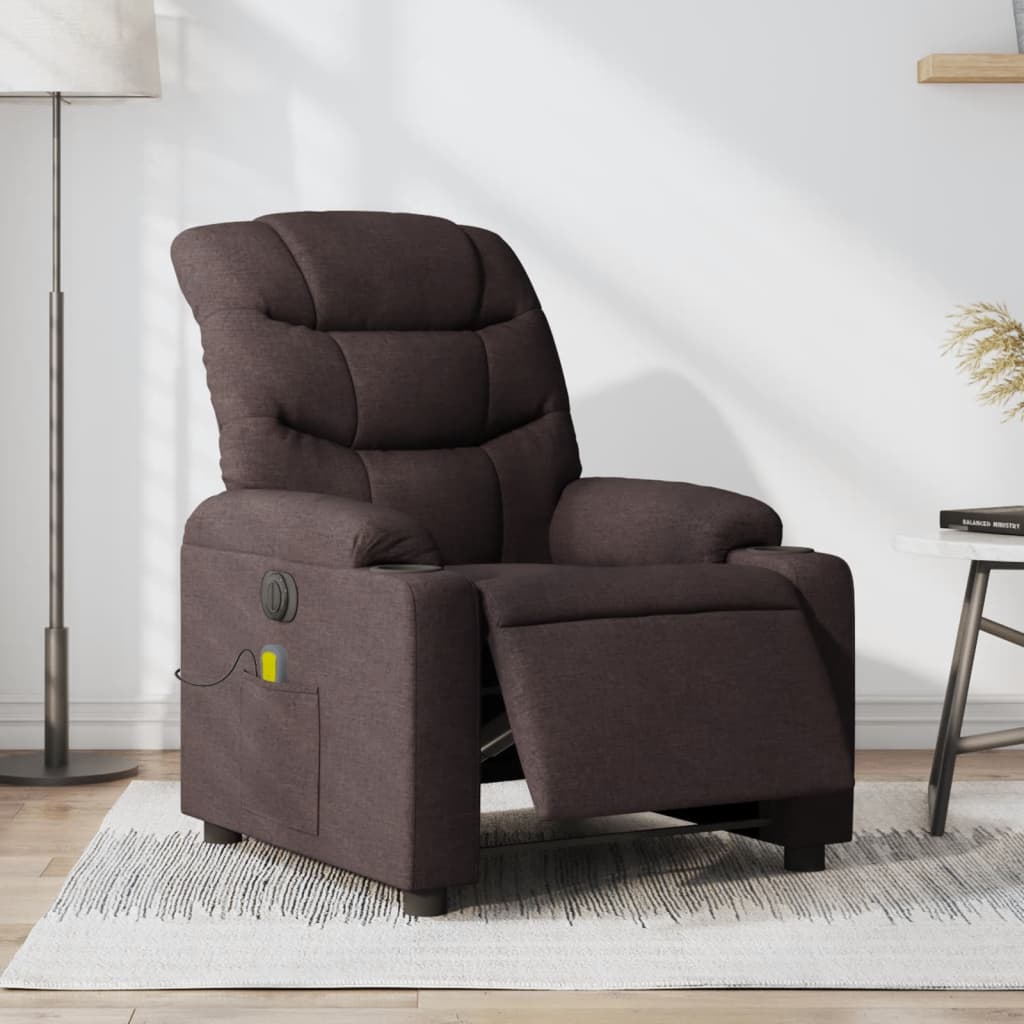 Fauteuil de massage inclinable électrique Marron foncé Tissu - XIOS