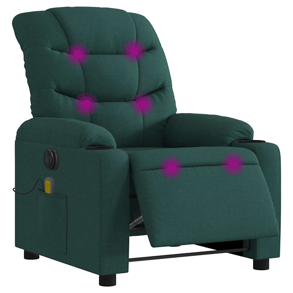 Fauteuil de massage inclinable électrique Vert foncé Tissu - XIOS