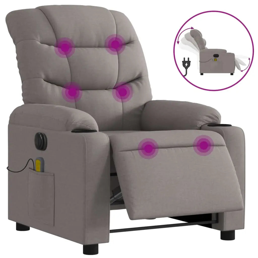 Fauteuil de massage inclinable électrique Taupe Tissu - XIOS