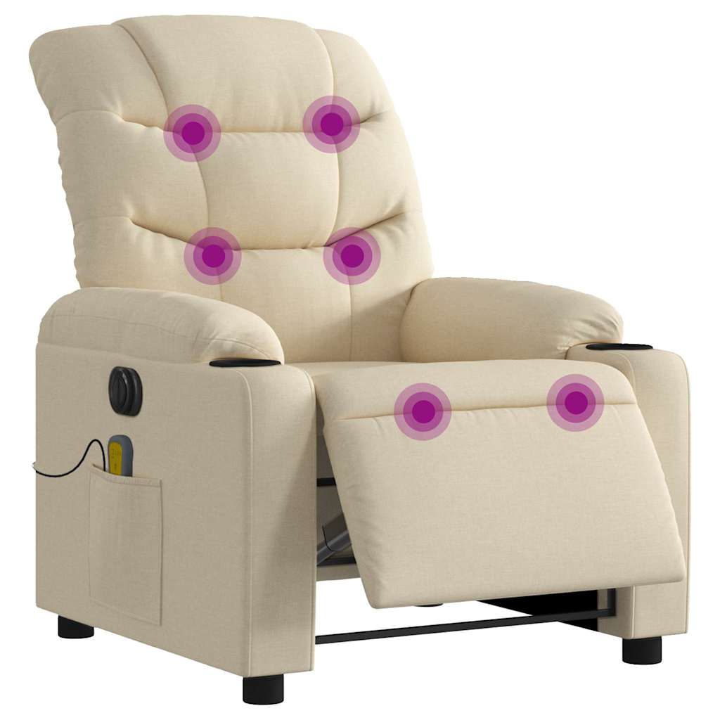 Fauteuil inclinable de massage électrique crème tissu - XIOS