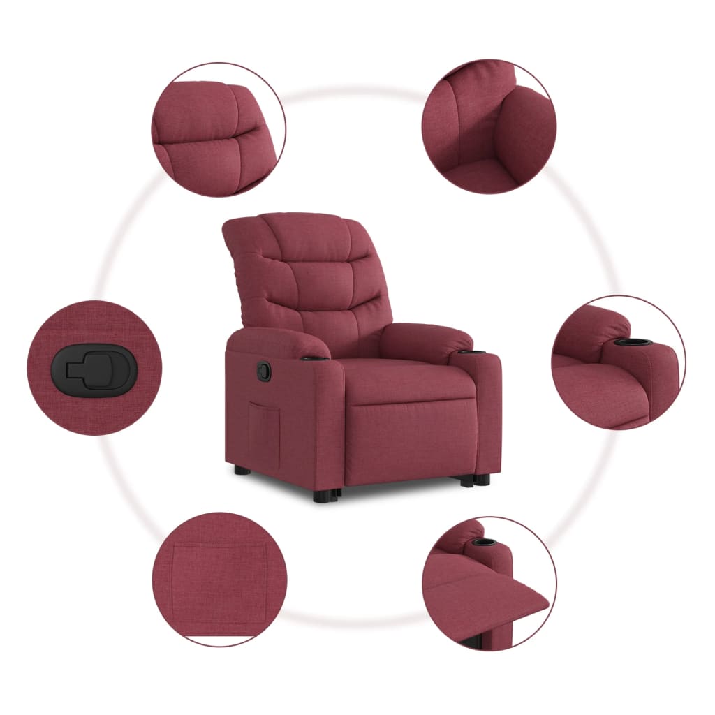 Fauteuil inclinable rouge bordeaux tissu - XIOS