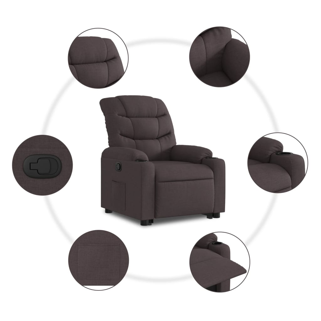 Fauteuil inclinable marron foncé tissu - XIOS
