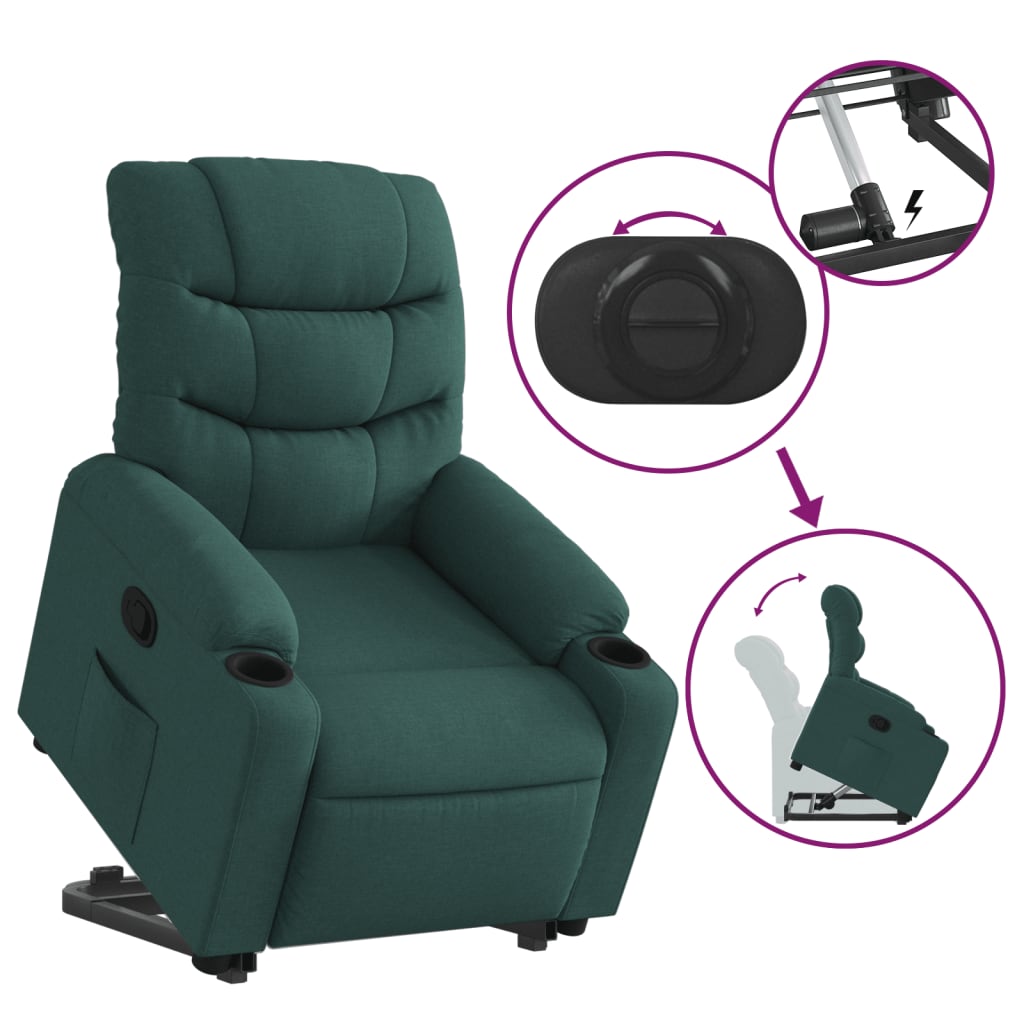 Fauteuil inclinable vert foncé tissu - XIOS