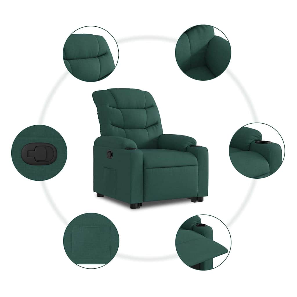 Fauteuil inclinable vert foncé tissu - XIOS