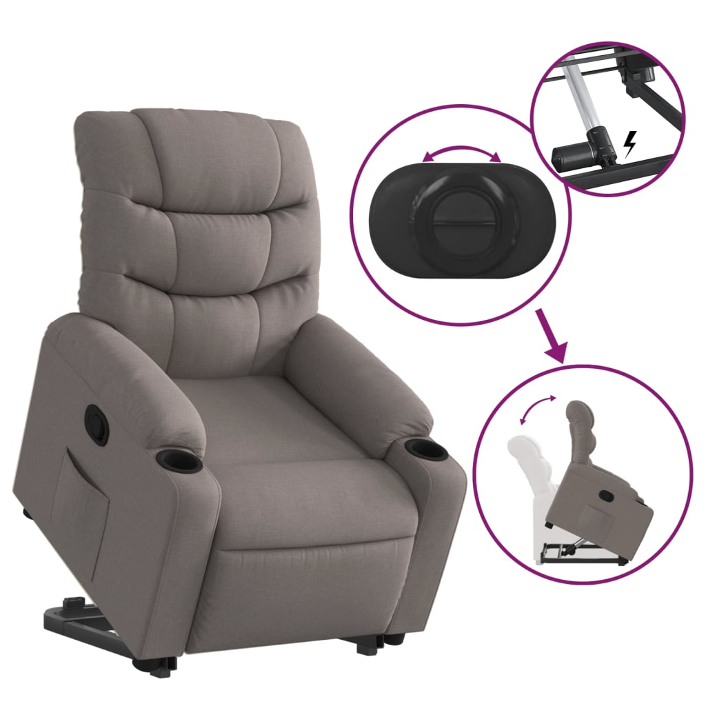 Fauteuil inclinable taupe tissu - XIOS