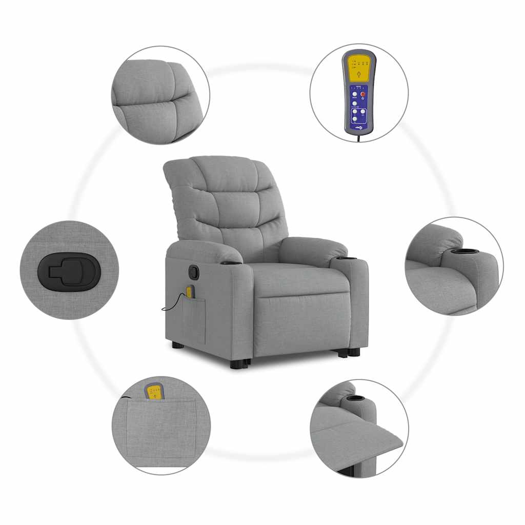 Fauteuil de massage inclinable Gris clair Tissu - XIOS