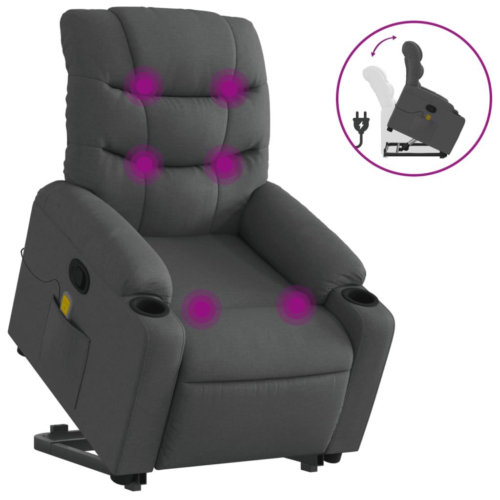 Fauteuil de massage inclinable Gris foncé Tissu - XIOS