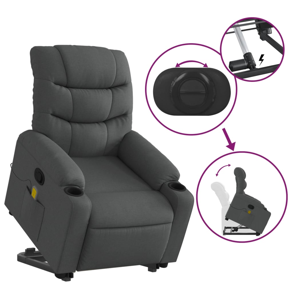 Fauteuil de massage inclinable Gris foncé Tissu - XIOS