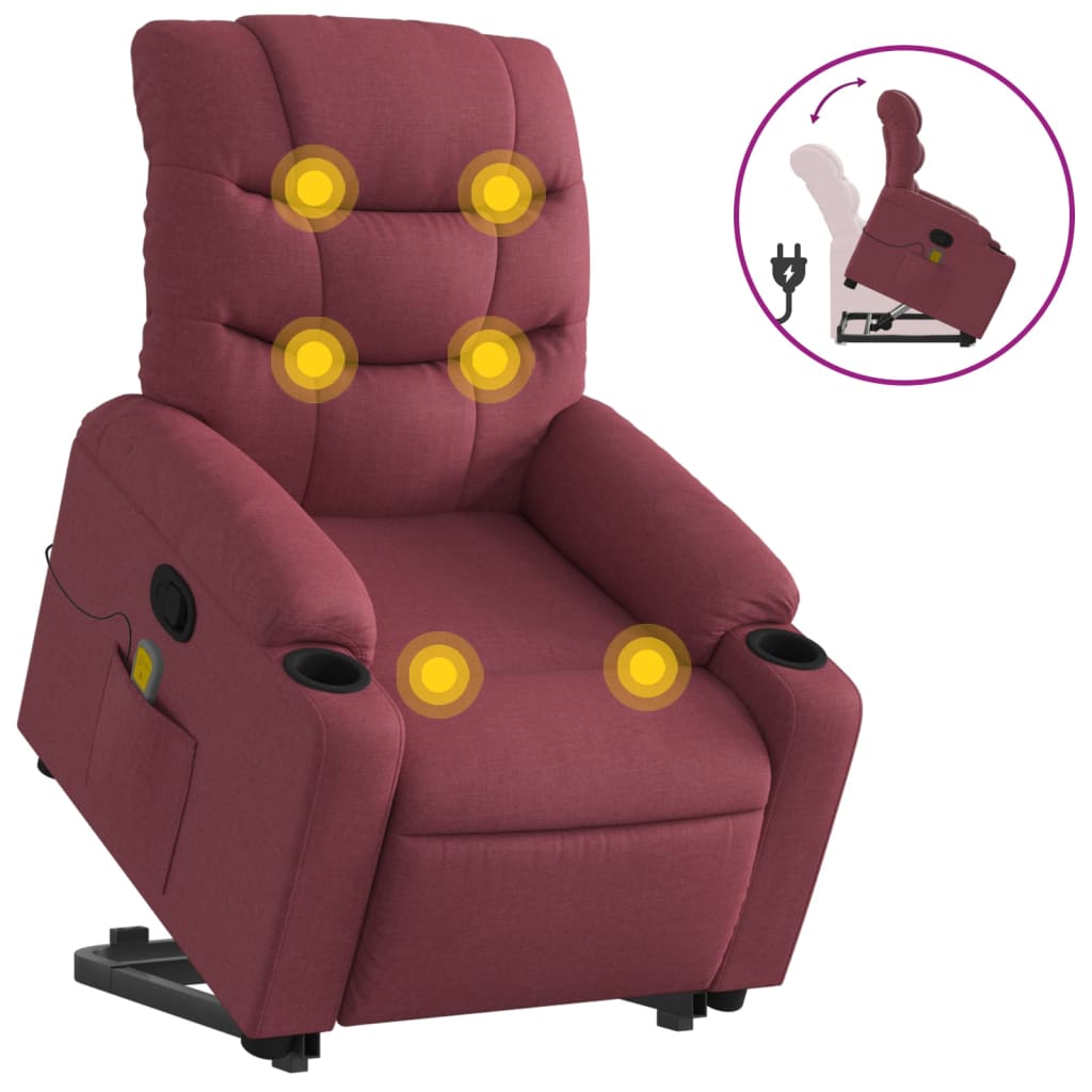 Fauteuil inclinable de massage Rouge bordeaux Tissu - XIOS