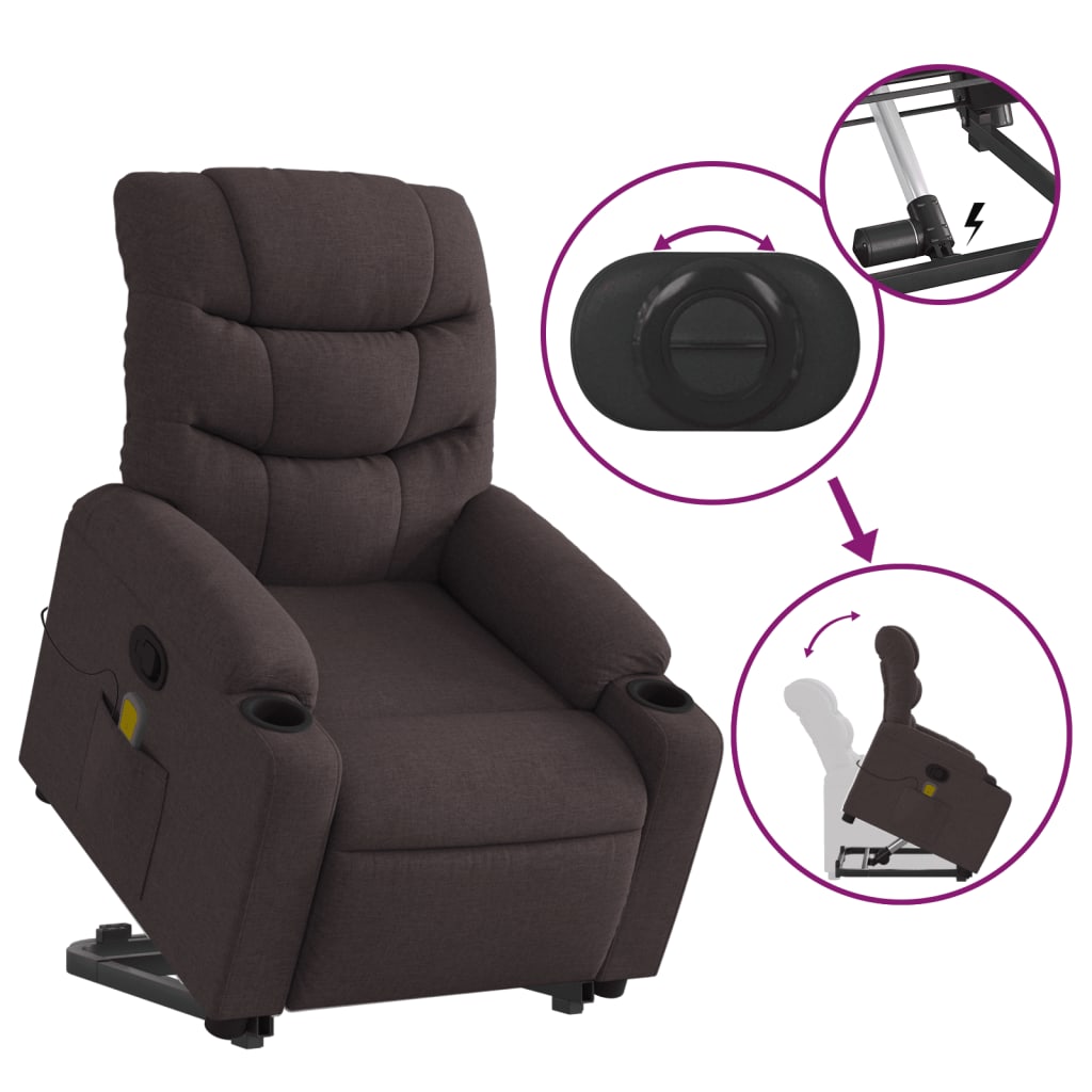 Fauteuil inclinable de massage Marron foncé Tissu - XIOS