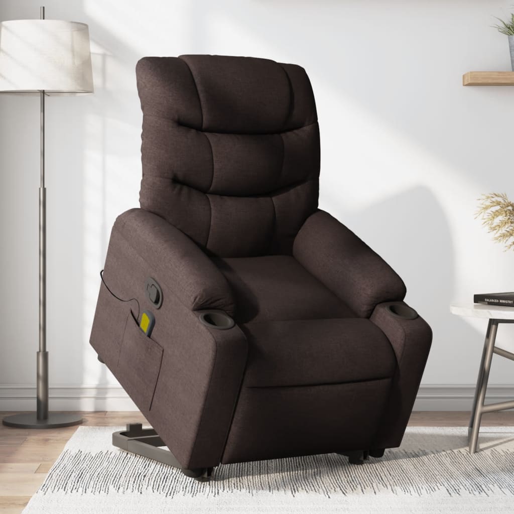 Fauteuil inclinable de massage Marron foncé Tissu - XIOS