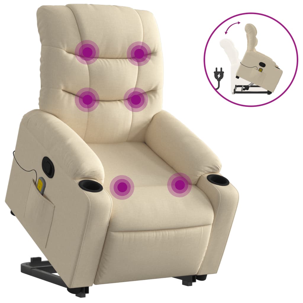 Fauteuil inclinable de massage Crème Tissu - XIOS