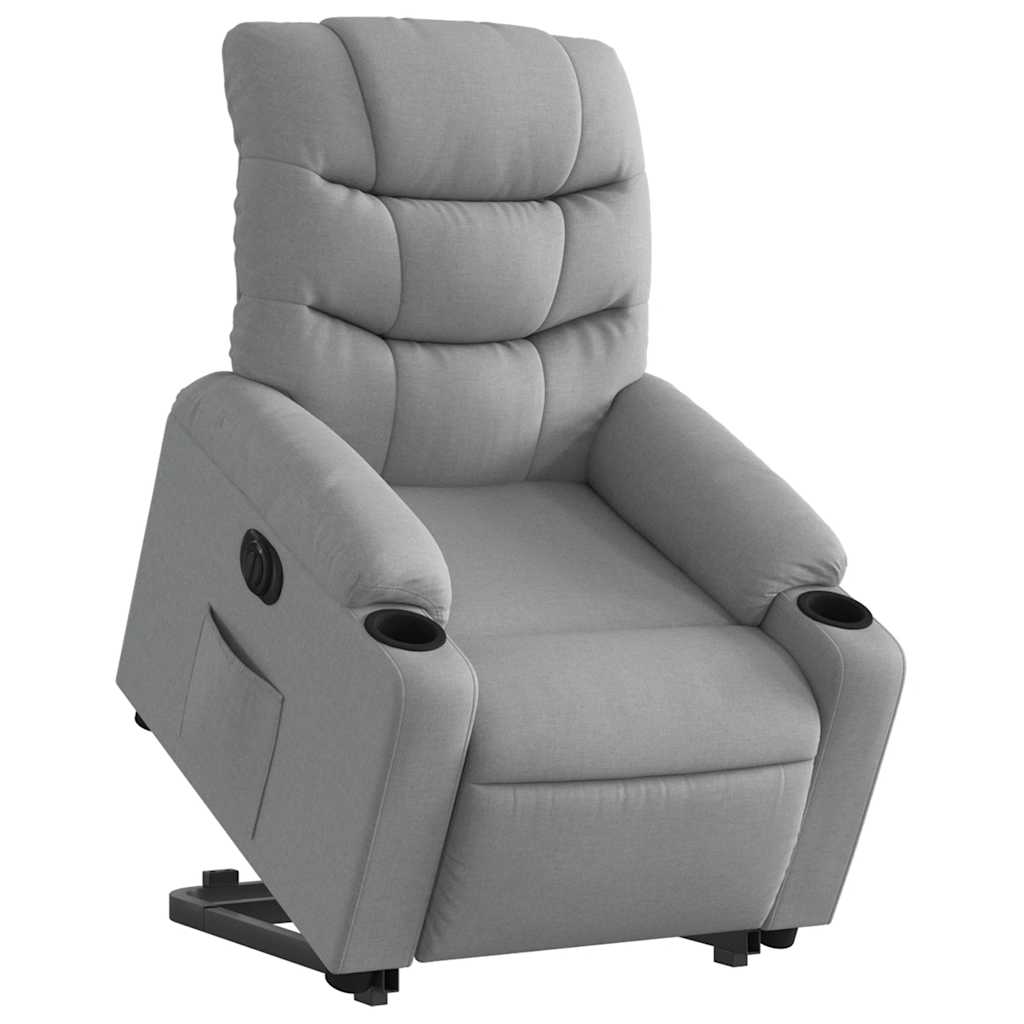 Fauteuil inclinable électrique gris clair tissu - XIOS