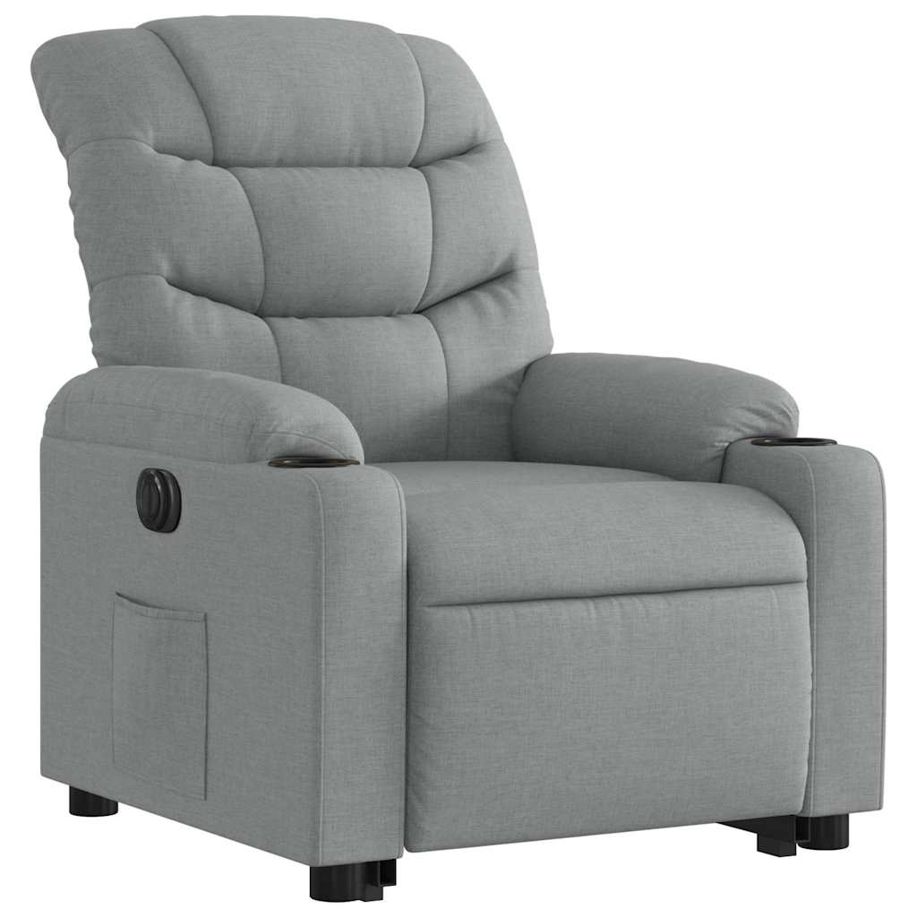 Fauteuil inclinable électrique gris clair tissu - XIOS