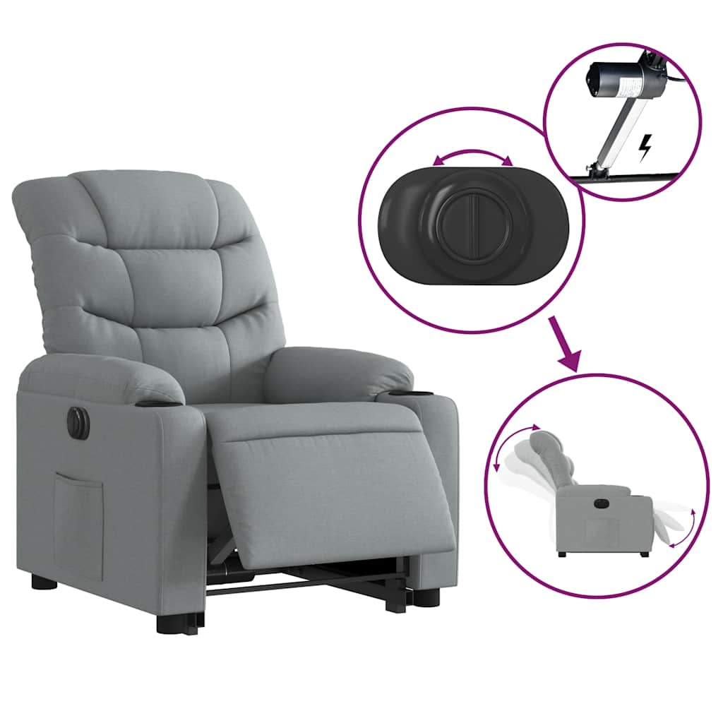 Fauteuil inclinable électrique gris clair tissu - XIOS