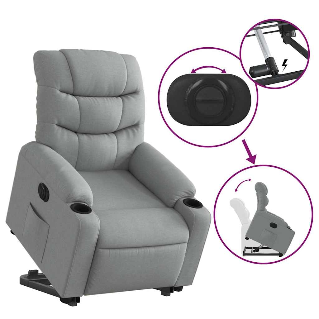 Fauteuil inclinable électrique gris clair tissu - XIOS