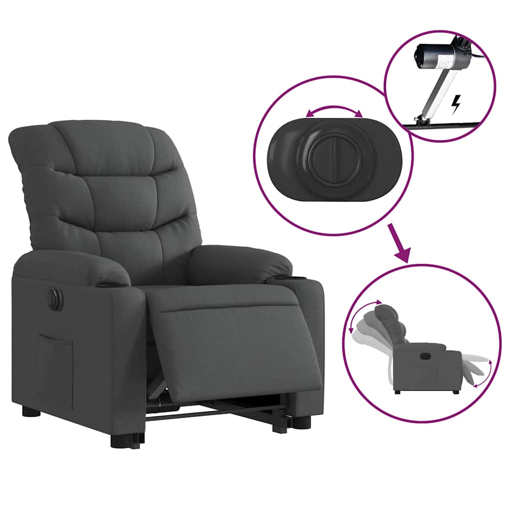 Fauteuil inclinable électrique gris foncé tissu - XIOS