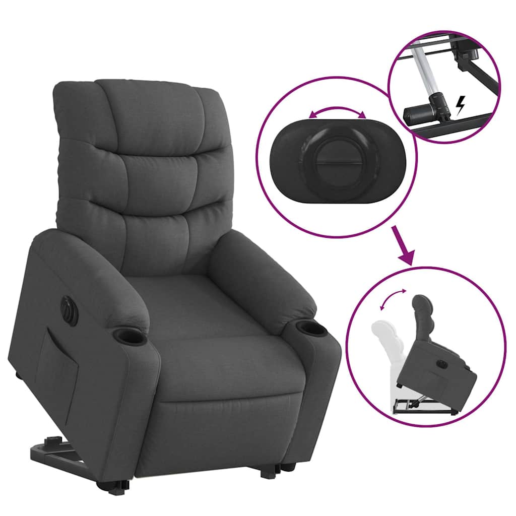 Fauteuil inclinable électrique gris foncé tissu - XIOS
