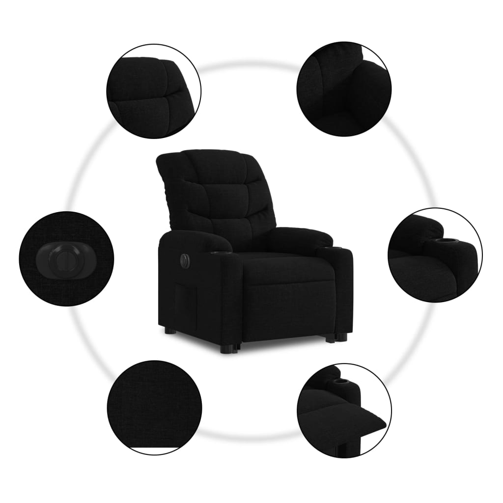 Fauteuil inclinable électrique noir tissu - XIOS