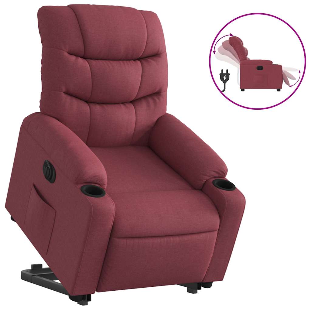 Fauteuil inclinable électrique rouge bordeaux tissu - XIOS