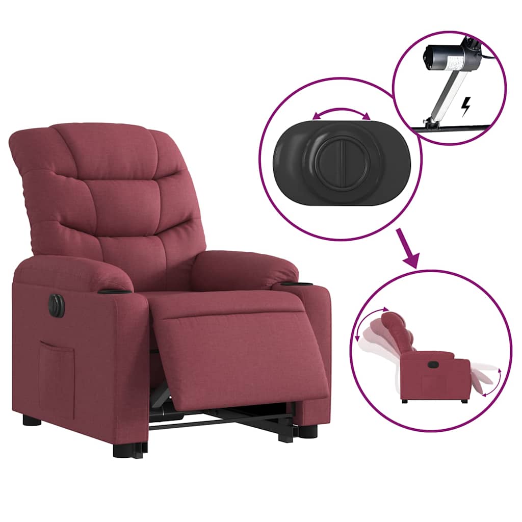 Fauteuil inclinable électrique rouge bordeaux tissu - XIOS