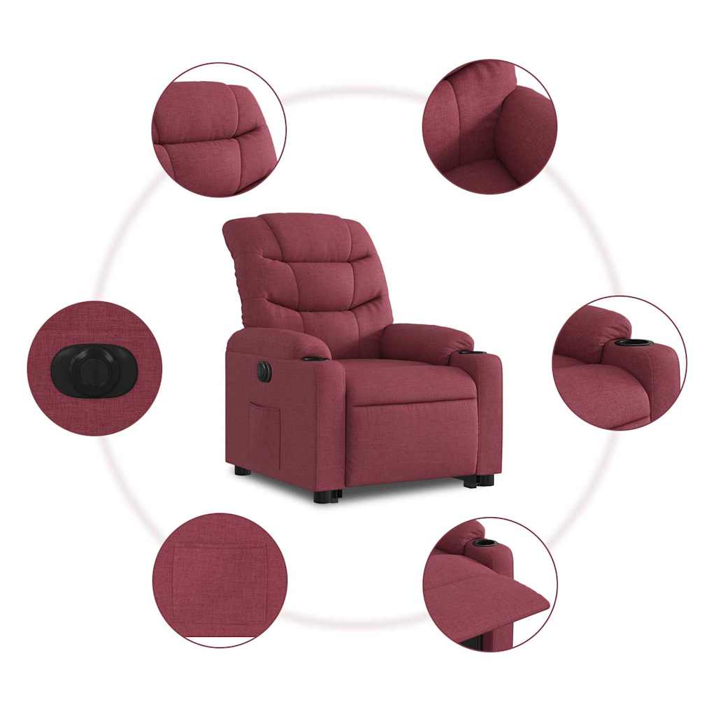 Fauteuil inclinable électrique rouge bordeaux tissu - XIOS