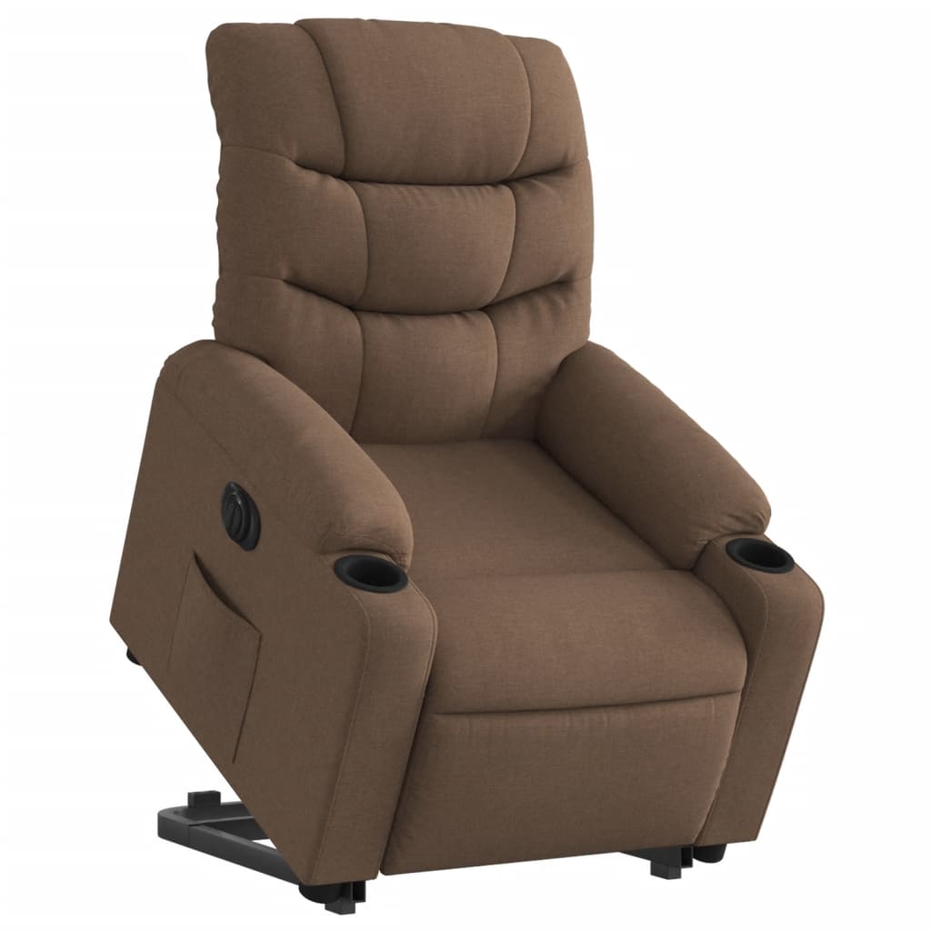 Fauteuil inclinable électrique marron tissu - XIOS