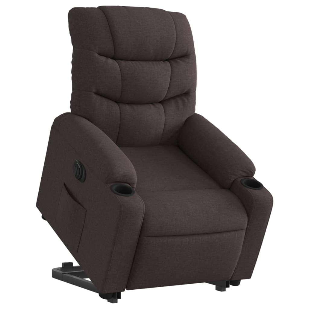 Fauteuil inclinable électrique marron foncé tissu - XIOS