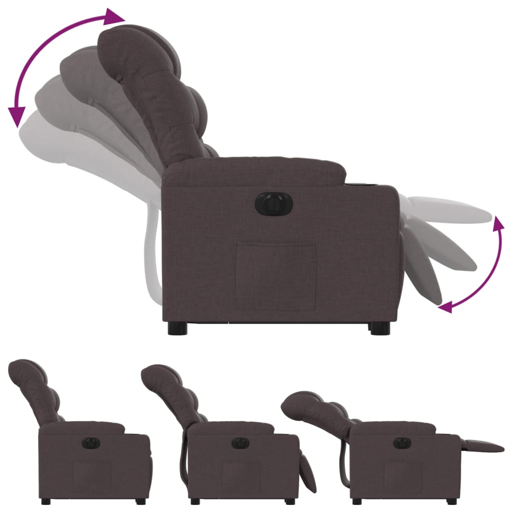 Fauteuil inclinable électrique marron foncé tissu - XIOS