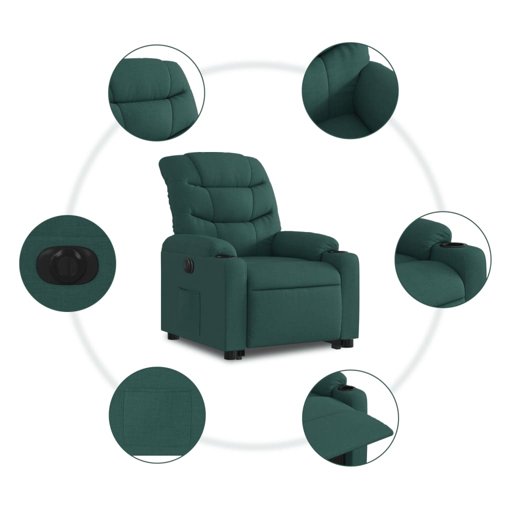 Fauteuil inclinable électrique vert foncé tissu - XIOS