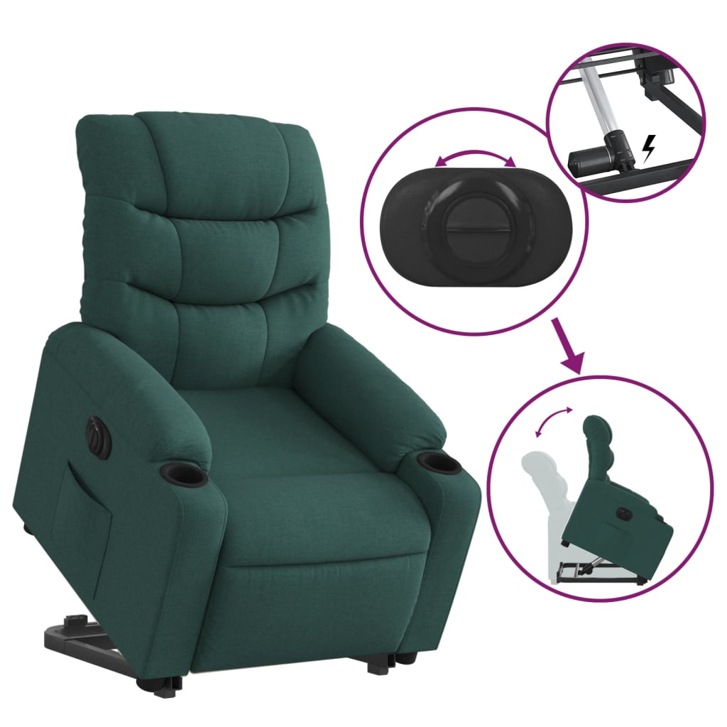 Fauteuil inclinable électrique vert foncé tissu - XIOS
