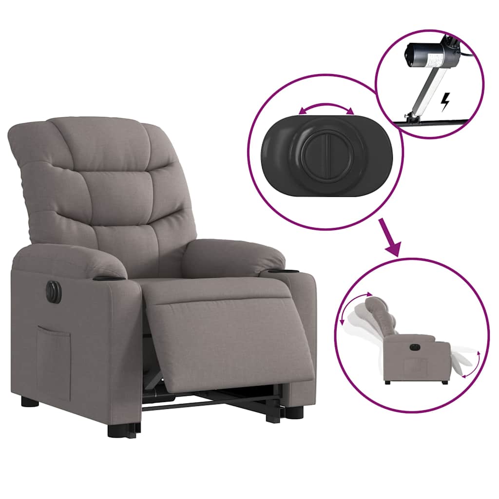Fauteuil inclinable électrique taupe tissu - XIOS
