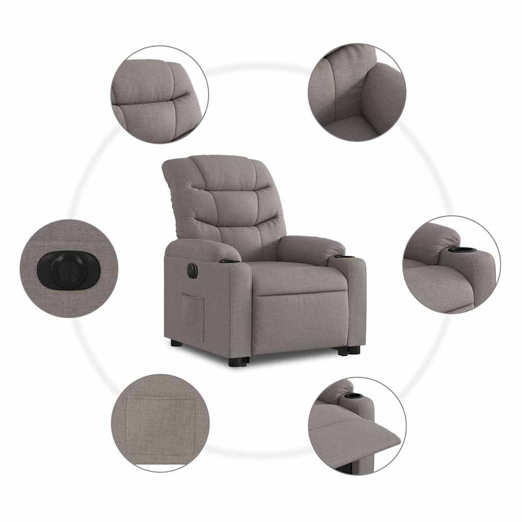 Fauteuil inclinable électrique taupe tissu - XIOS