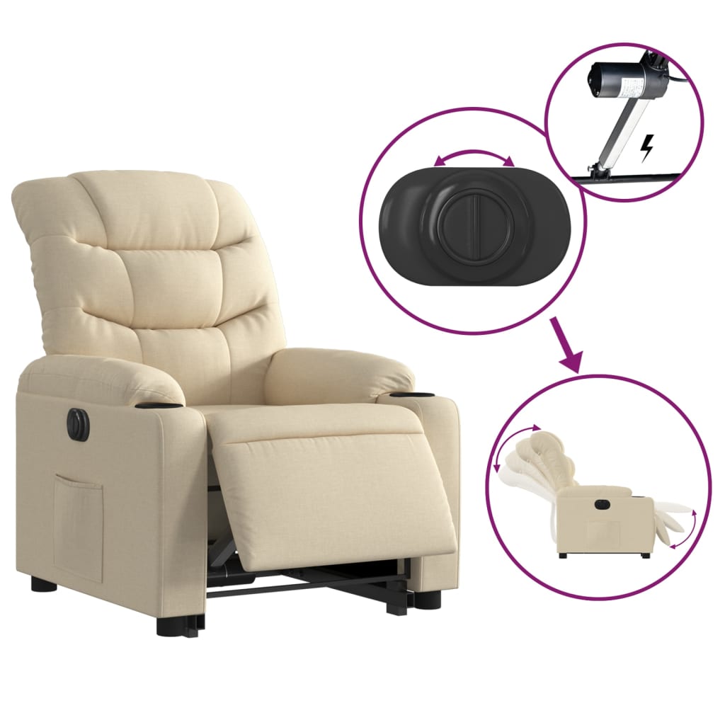 Fauteuil inclinable électrique crème tissu - XIOS