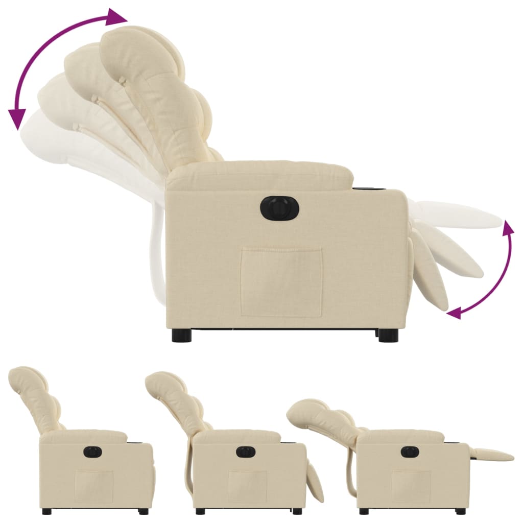 Fauteuil inclinable électrique crème tissu - XIOS