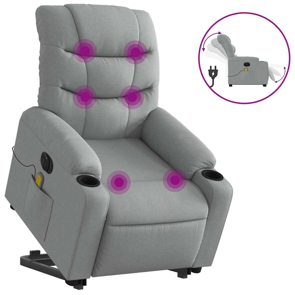 Fauteuil inclinable de massage électrique Gris clair Tissu - XIOS