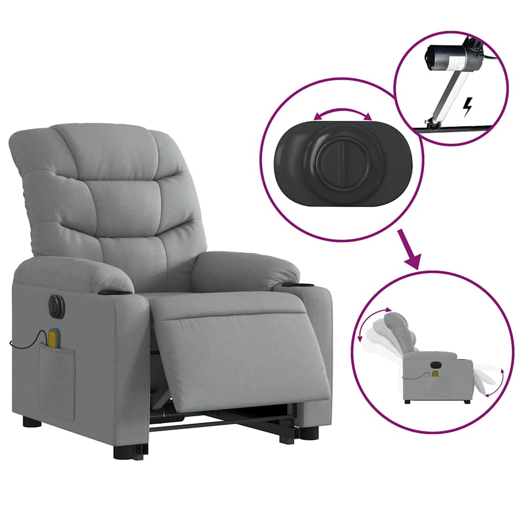 Fauteuil inclinable de massage électrique Gris clair Tissu - XIOS