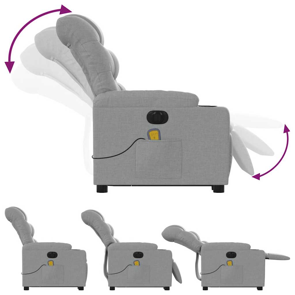 Fauteuil inclinable de massage électrique Gris clair Tissu