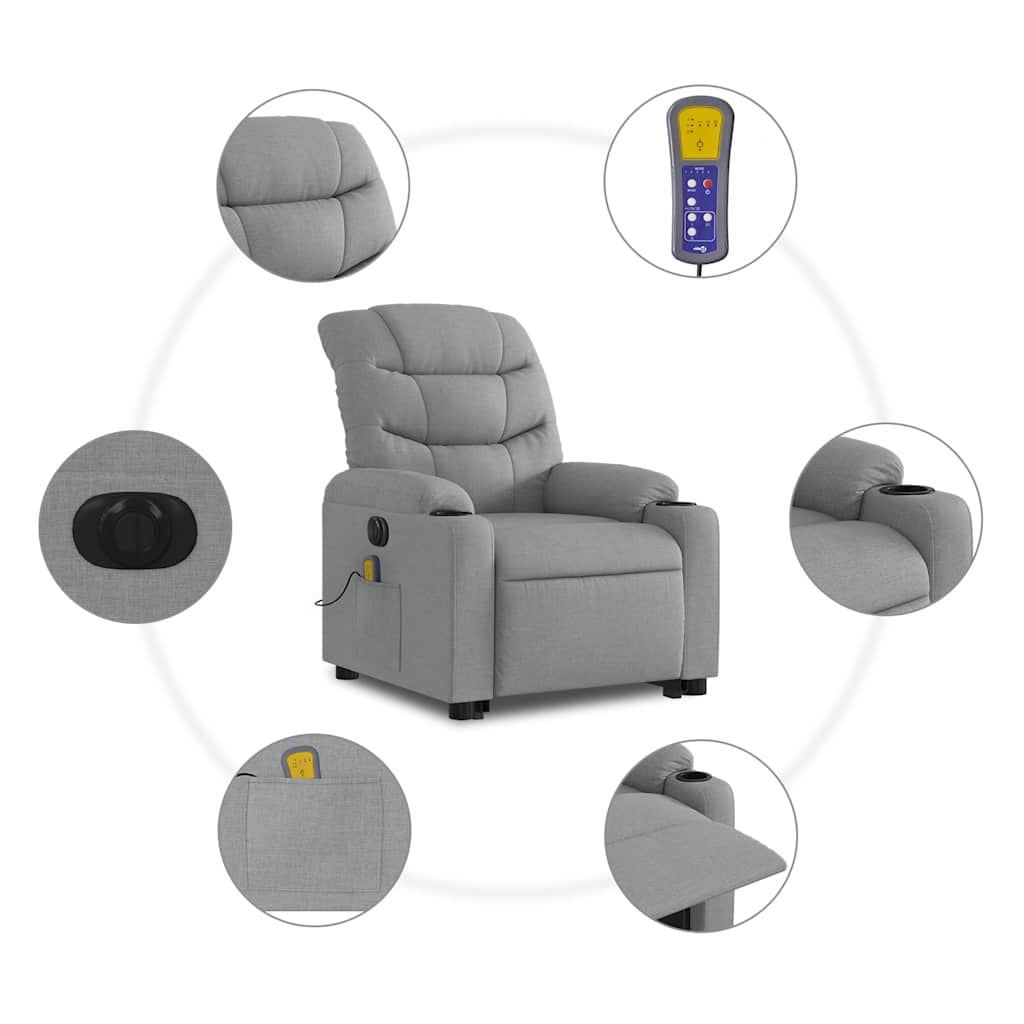 Fauteuil inclinable de massage électrique Gris clair Tissu - XIOS