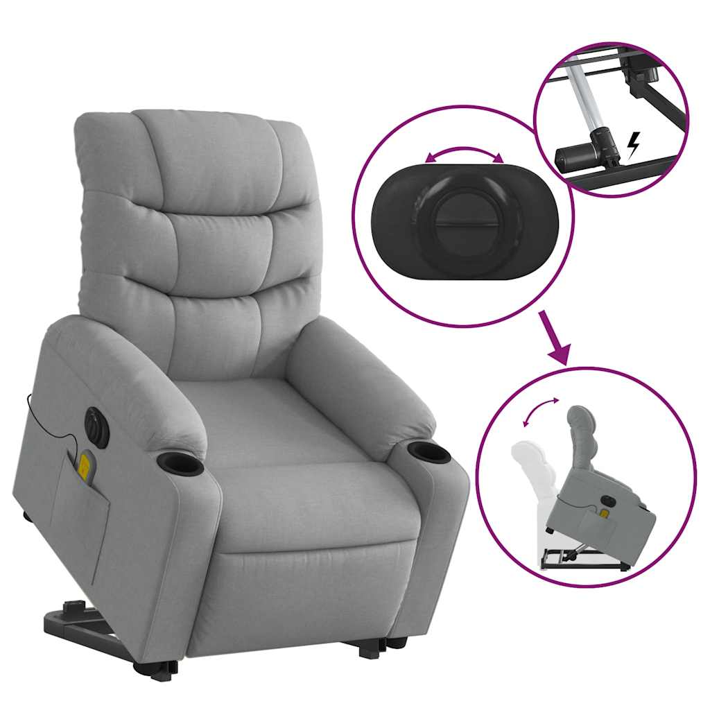 Fauteuil inclinable de massage électrique Gris clair Tissu - XIOS